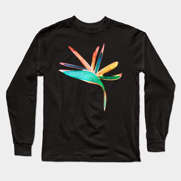 Bird of Paradise watercolor Flower Long Sleeve T-Shirt by bruxamagica